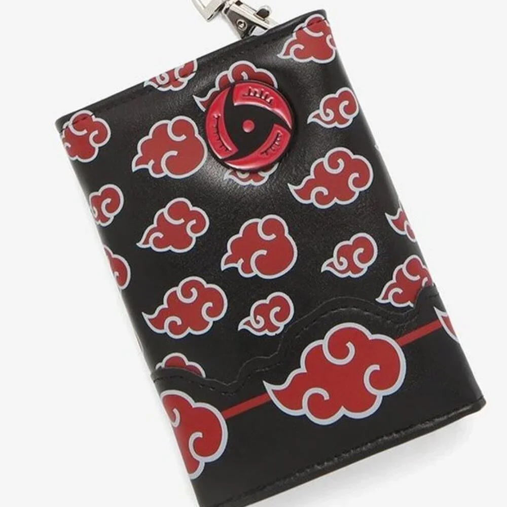 Hot Topic Naruto Shippuden Akatsuki Trifold Wallet & Chain Anime Merch Gift Idea